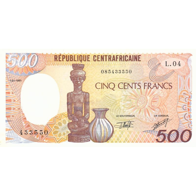 Centrafrique - Pick 14e - 500 francs - Série L.04 - 01/01/1991 - Etat : SUP