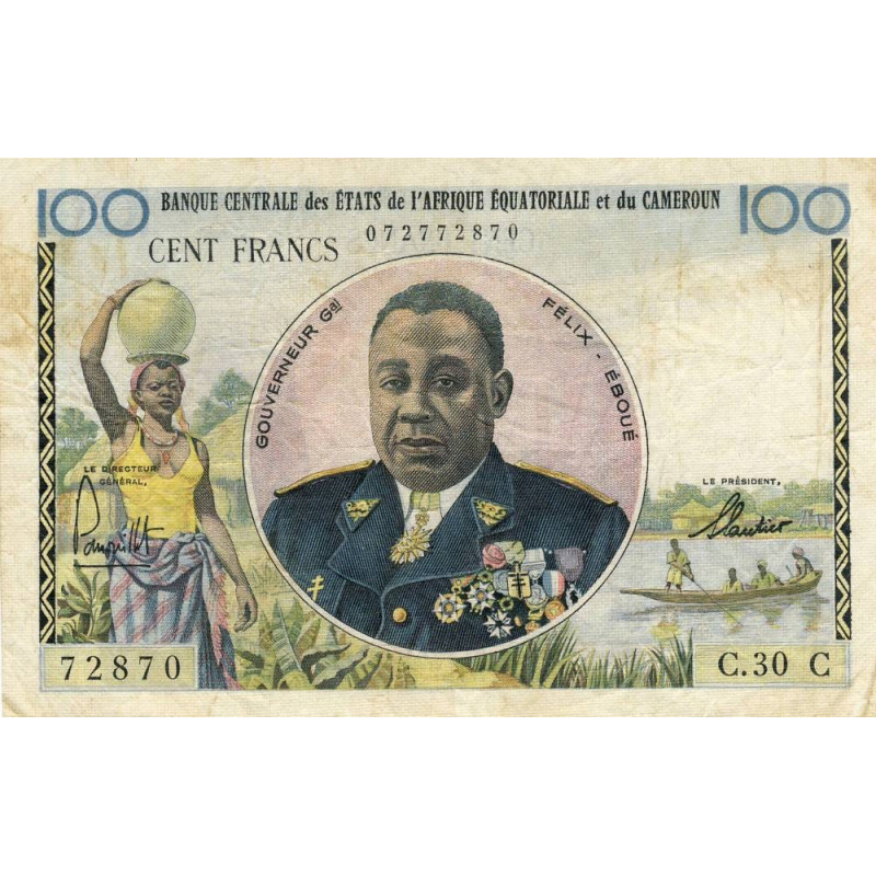 Congo (Brazzaville) - Afrique Equatoriale - Pick 1c - 100 francs - Série C.30 - 1961 - Etat : TB+