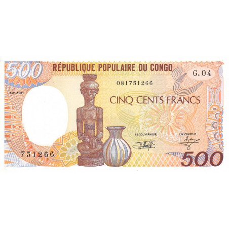 Congo (Brazzaville) - Pick 8d - 500 francs - Série G.04 - 01/01/1991 - Etat : NEUF