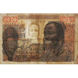 Côte d'Ivoire - Pick 101Ae - 100 francs - Série T.219 - 02/03/1965 - Etat : TB
