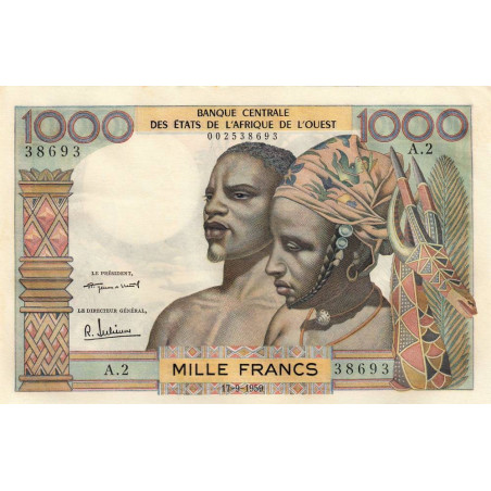 Etats Afrique Ouest - Pick 4 - 1'000 francs - Série A.2 - 17/09/1959 - Etat : SPL