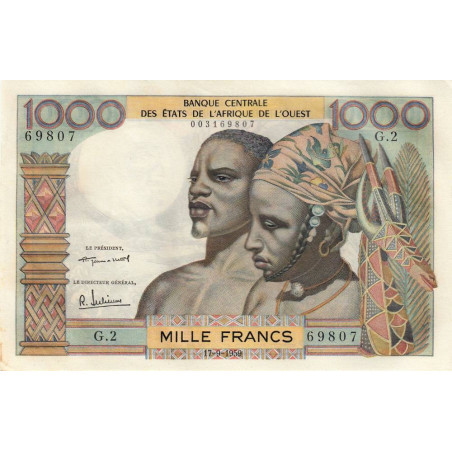 Etats Afrique Ouest - Pick 4 - 1'000 francs - Série G.2 - 17/09/1959 - Etat : SUP+