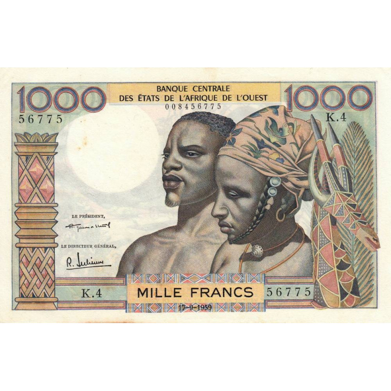 Etats Afrique Ouest - Pick 4 - 1'000 francs - Série K.4 - 17/09/1959 - Etat : SUP+