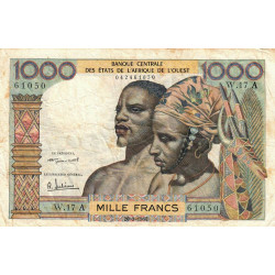 Côte d'Ivoire - Pick 103Ab - 1'000 francs - Série W.17 (remplacement) - 20/03/1961 - Etat : TB-