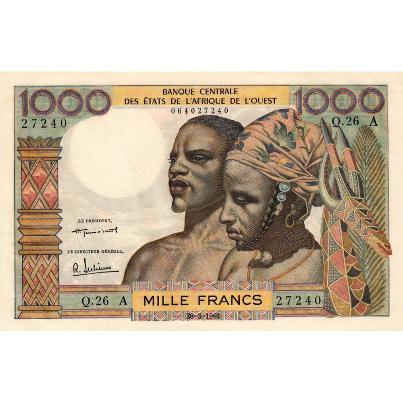 Côte d'Ivoire - Pick 103Ab - 1'000 francs - Série Q.26 -20/03/ 1961 - Etat : pr.NEUF