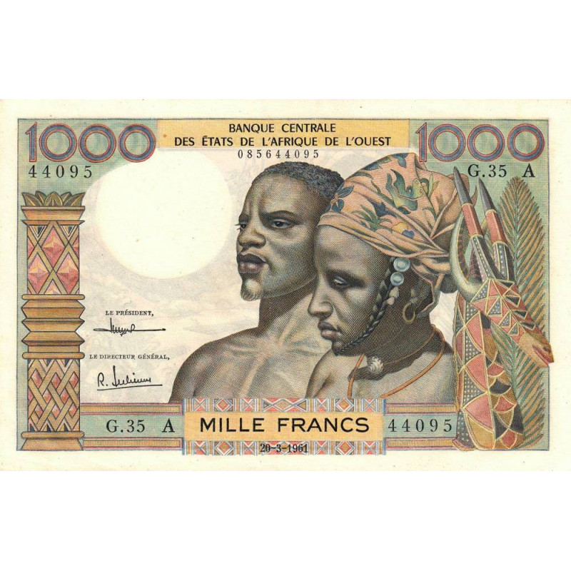 Côte d'Ivoire - Pick 103Ac - 1'000 francs - Série G.35 - 20/03/1961 - Etat : SUP+