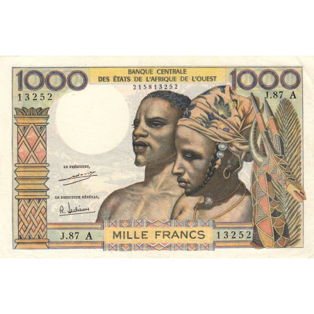 Côte d'Ivoire - Pick 103Ah - 1'000 francs - Série J.87 - Sans date (1971) - Etat : SUP