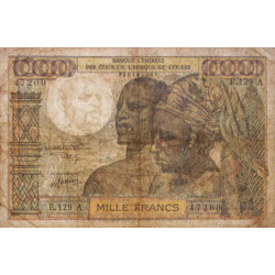 Côte d'Ivoire - Pick 103Ak - 1'000 francs - Série E.129 - Sans date (1975) - Etat : TB-