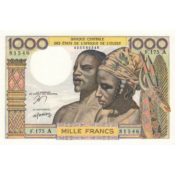 Côte d'Ivoire - Pick 103Am - 1'000 francs - Série F.175 - Sans date (1978) - Etat : pr.NEUF