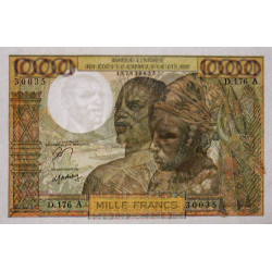 Côte d'Ivoire - Pick 103Am - 1'000 francs - Série D.176 - Sans date (1978) - Etat : pr.NEUF