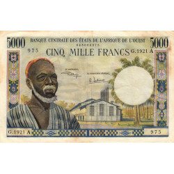 Côte d'Ivoire - Pick 104Ah - 5'000 francs - Série G.1921 - Sans date (1974) - Etat : TB+