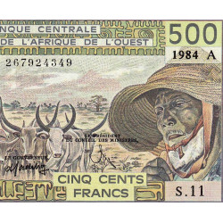 Côte d'Ivoire - Pick 106Ag - 500 francs - Série S.11 - 1984 - Etat : pr.NEUF