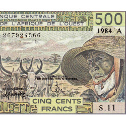 Côte d'Ivoire - Pick 106Ag - 500 francs - Série S.11 - 1984 - Etat : SPL