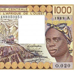 Côte d'Ivoire - Pick 107Ai - 1'000 francs - Série O.020 - 1989 - Etat : NEUF