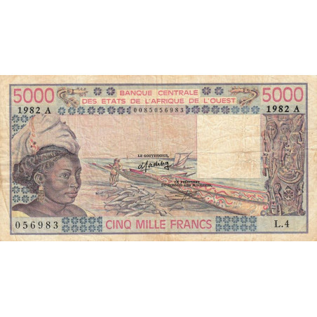 Côte d'Ivoire - Pick 108Ai - 5'000 francs - Série L.4 - 1982 - Etat : TB