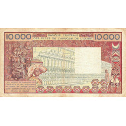 Côte d'Ivoire - Pick 109Ad_2- 10'000 francs - Série L.035 - Sans date (1988) - Etat : TB