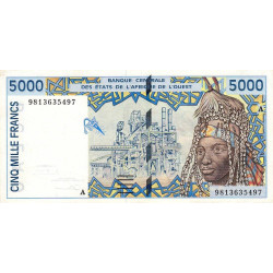Côte d'Ivoire - Pick 113Ag - 5'000 francs - 1998 - Etat : SUP+