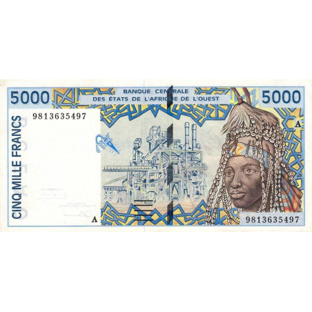 Côte d'Ivoire - Pick 113Ag - 5'000 francs - 1998 - Etat : SUP+