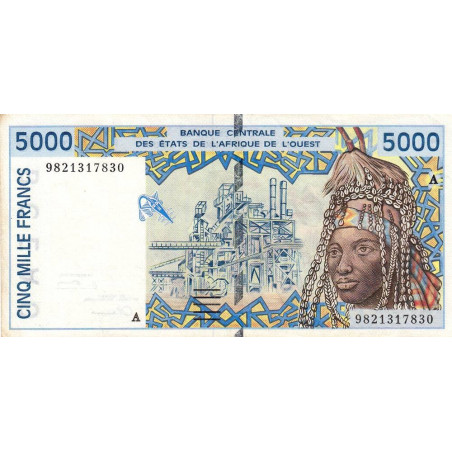 Côte d'Ivoire - Pick 113Ag - 5'000 francs - 1998 - Etat : SUP