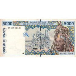 Côte d'Ivoire - Pick 113Ai - 5'000 francs - 1999 - Etat : TTB