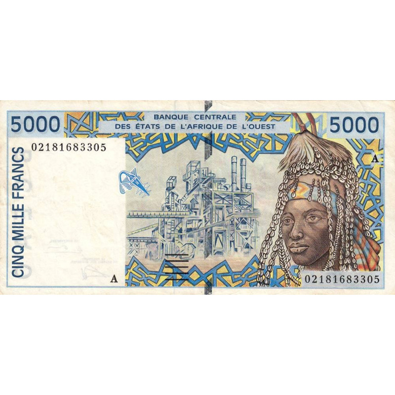 Côte d'Ivoire - Pick 113Al - 5'000 francs - 2002 - Etat : TTB