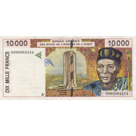 Côte d'Ivoire - Pick 114Ah - 10'000 francs - 1999 - Etat : TTB+