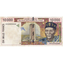 Côte d'Ivoire - Pick 114Ah - 10'000 francs - 1999 - Etat : TTB-