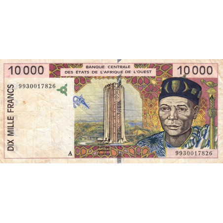 Côte d'Ivoire - Pick 114Ah - 10'000 francs - 1999 - Etat : TB-