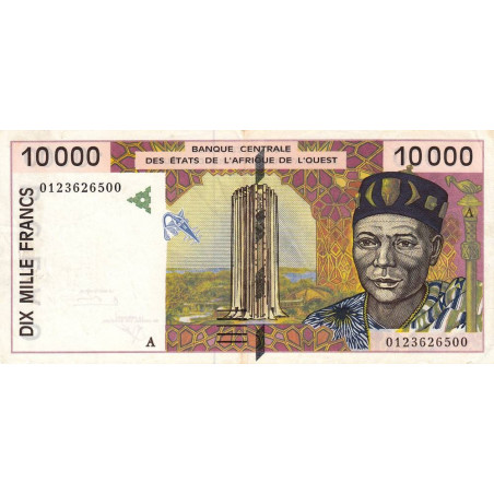 Côte d'Ivoire - Pick 114Aj - 10'000 francs - 2001 - Etat : TTB+