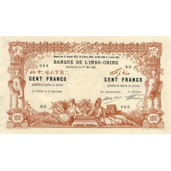 Djibouti - Pick 3 spécimen - 100 francs - 01/05/1909 - Etat : SUP+