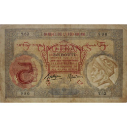 Djibouti - Pick 6b_2 - 5 francs - Série Y.62 - 1937 - Etat : TB+