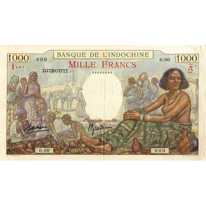 Djibouti - Pick 10s - 1'000 francs - Série 0.00 - 1938 - Spécimen - Etat : SUP