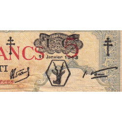 Djibouti - Pick 11 - 5 francs - 01/01/1943 - Etat : B-