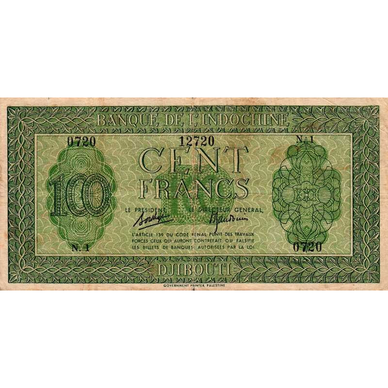 Djibouti - Pick 16 - 100 francs - 1944 - Etat : TB+