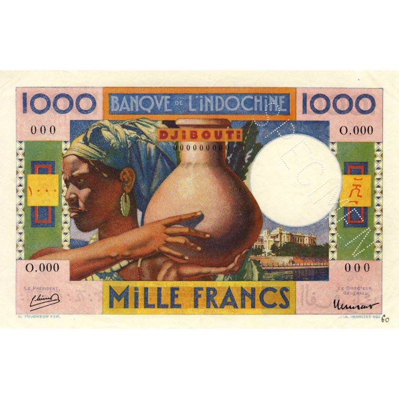 Djibouti - Pick 20 spécimen - 1'000 francs - 1946 - Etat : SUP+
