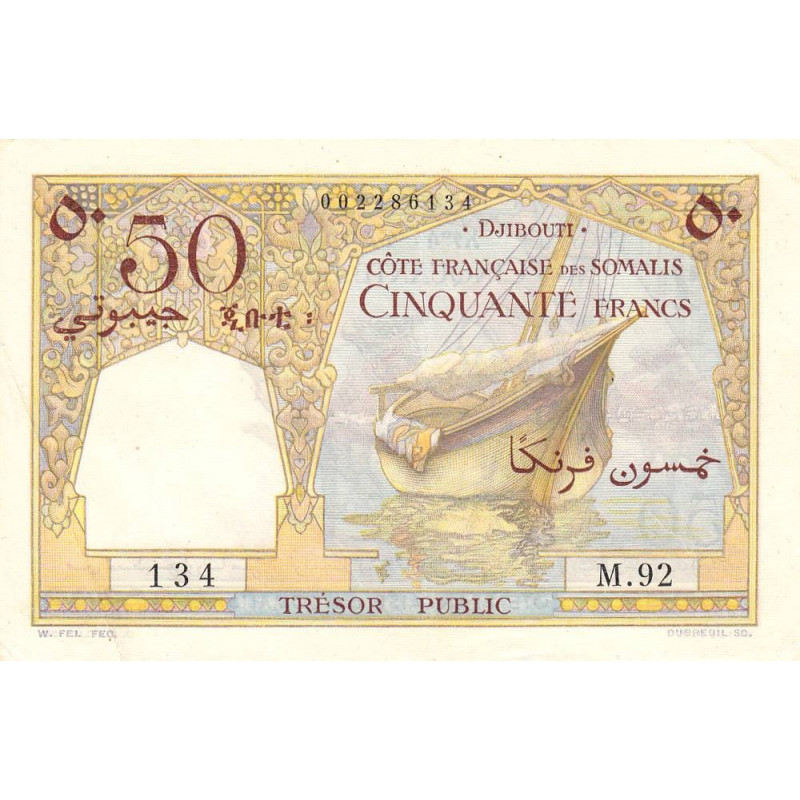 Djibouti - Pick 25 - 50 francs - 1952 - Etat : SUP