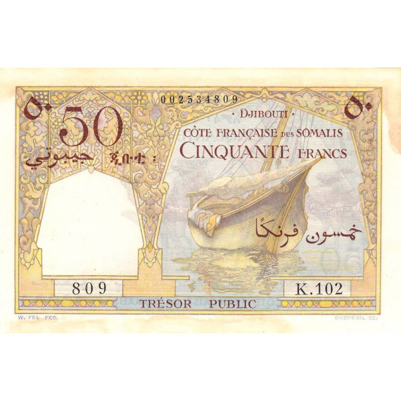 Djibouti - Pick 25 - 50 francs - 1952 - Etat : TTB+