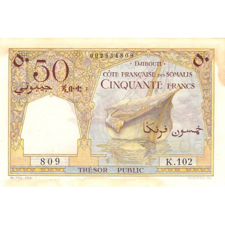Djibouti - Pick 25 - 50 francs - 1952 - Etat : TTB+