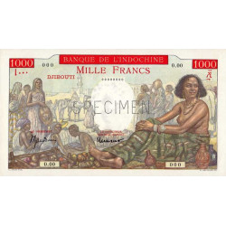 Djibouti - Pick 10A - 1'000 francs - Série O.00 - 1938 - Spécimen - Etat : pr.NEUF