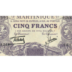 Martinique - Pick 6_2 - 5 francs - Série S.286 - 1934 - Etat : SUP