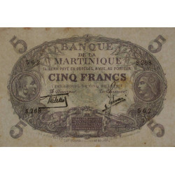 Martinique - Pick 6_2 - 5 francs - Série S.286 - 1934 - Etat : SUP