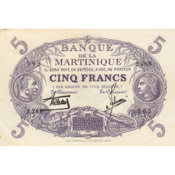 Martinique - Pick 6-2 - 5 francs - 1934 - Etat : SUP
