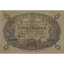 Martinique - Pick 6_2 - 5 francs - Série X.302 - 1934 - Etat : SUP