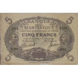 Martinique - Pick 6_3 - 5 francs - Série H.383 - 1945 - Etat : SUP