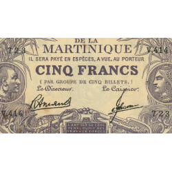 Martinique - Pick 6_3 - 5 francs - Série V.414 - 1945 - Etat : TB-
