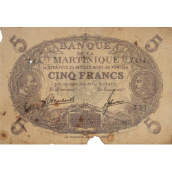 Martinique - Pick 6_3 - 5 francs - Série V.414 - 1945 - Etat : TB-