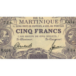 Martinique - Pick 6_3 - 5 francs - Série V.414 - 1945 - Etat : AB