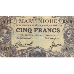 Martinique - Pick 6_3 - 5 francs - Série H.415 - 1945 - Etat : AB-