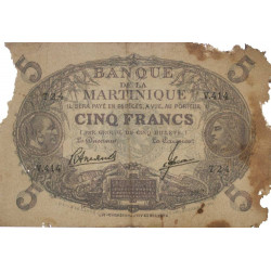 Martinique - Pick 6_3 - 5 francs - Série H.415 - 1945 - Etat : AB-