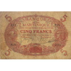 Martinique - Pick 6A_1 - 5 francs - Série N.34 - 1903 - Etat : TB+